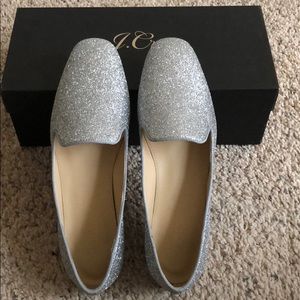 J.Crew Glitter Smoking Slipper (silver).
